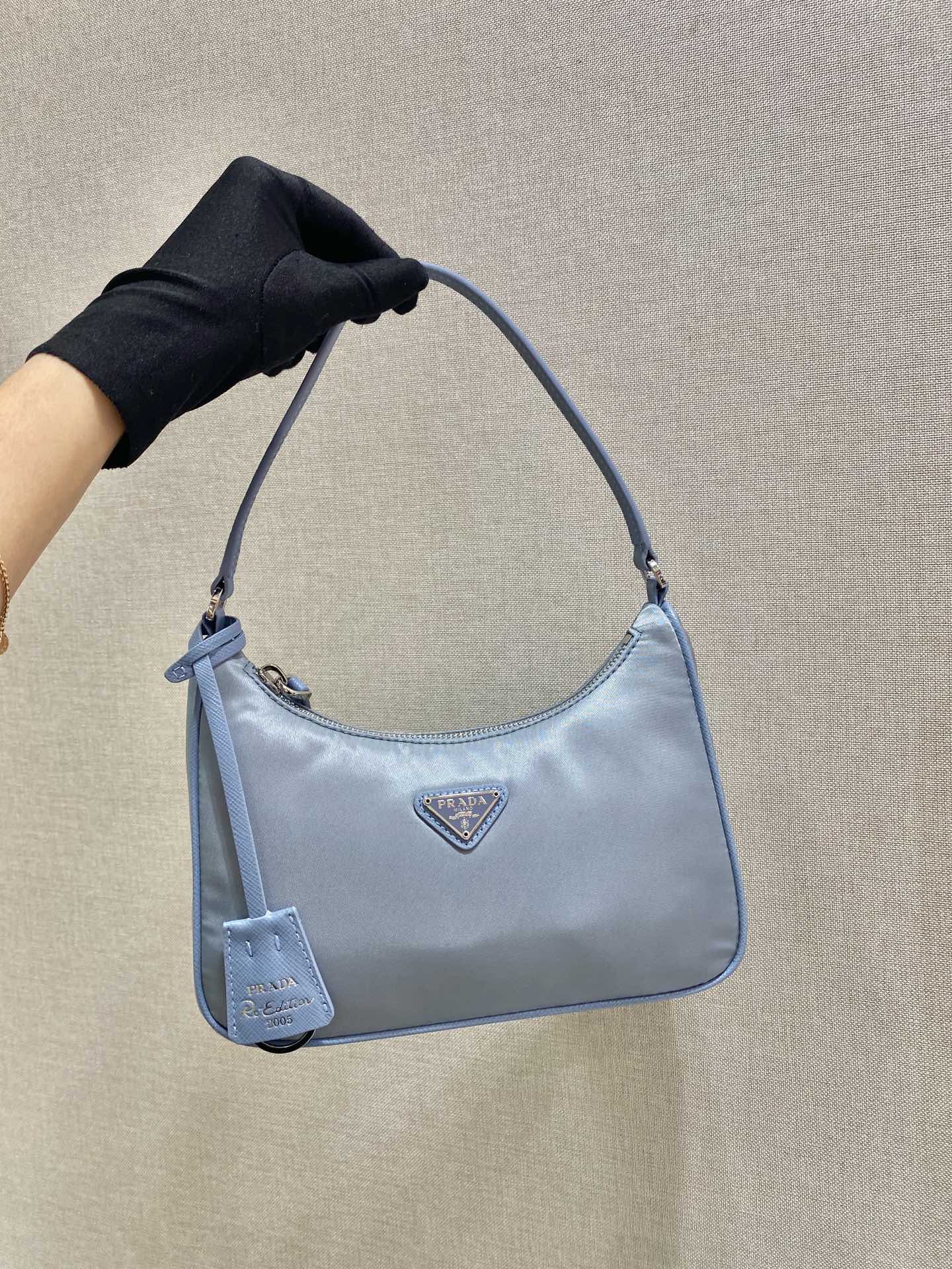 Prada Mini Re Edition 2005 Re Nylon And Saffiano Bag Light Blue 1NE204